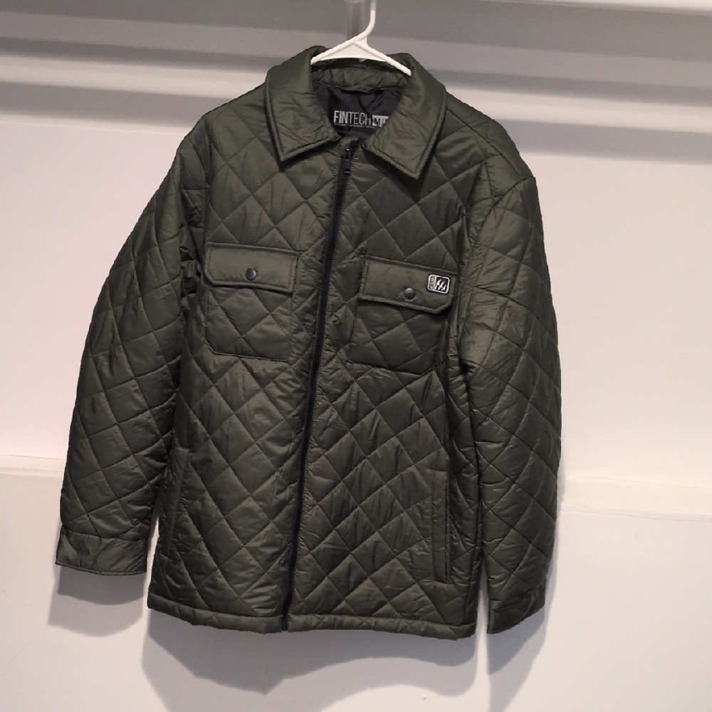 Men's Quilted Shirt Jacket - Dark Green